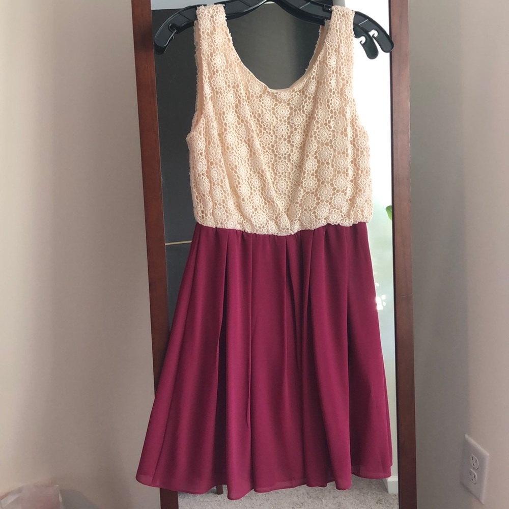 Crochet top dress with chiffon skirt